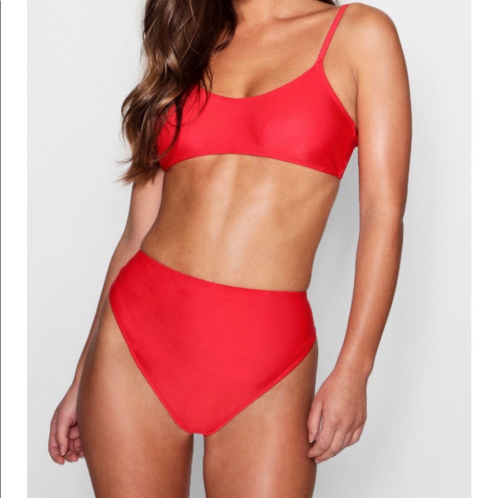 Red High waisted bikini set